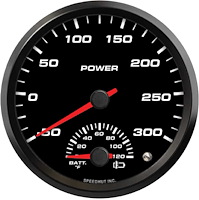 FAE4-DG2-EV 4 in. EV Dual Gauge, w/Warning, Power -50-300/Battery Temp 0-120F