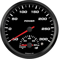 FAE45-DG5-EV 4-1/2 in. EV Dual Gauge, w/Warning, Power -50-300/Engine Temp 0-80C