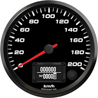 FAE45-S3-EV 4-1/2 in. EV Speedometer Gauge, 200 km/h, AEM