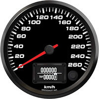 FAE45-S4-EV 4-1/2 in. EV Speedometer Gauge, 260 km/h, AEM