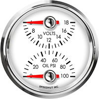L25-DG13-LEG 2-5/8 in. Dual Gauge, Volts/Oil Psi, top/bottom