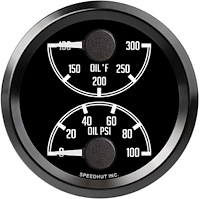 L25-DG6-DATZ 2-5/8 in. Dual Gauge, Oil Temp/Oil Pressure, top/bottom, JDM Datsun Z Series