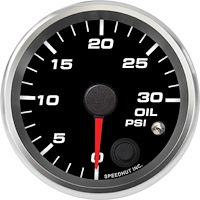 R25-OP1-REV 2-5/8 in. Oil Pressure Gauge, 0-30 psi, w/Warning
