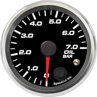 R25-OP4-REV 2-5/8 in. Oil Pressure Gauge, 0-7.0 bar, w/Warning