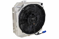 1-259-218BL300 High-Performance Radiator/Brushless Fan Kit, 63-66 Mustang/Falcon/Comet, Passenger Outlet, Auto Trans