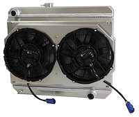 1-27300-202BL High-Performance Radiator/Brushless Fan Kit, 1966-1967 Chevy Bel Air/Impala, w/ Factory Air, Manual Trans