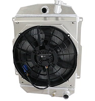 1-10503-208BL300 High-Performance GM LS Swap Radiator & Brushless Fan Kit, 1939 Chevy Street Rod, Manual Trans, W/Shroud