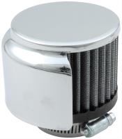 Round Tube Half Shielded Reusable Valve Cover Breather [1-1/2 in. ID, 3-1/2 in. OD, 3-1/4 in. Long, Chrome, Steel]