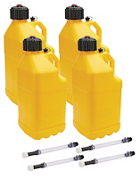 ALL40123-4 Utility Jug 5 Gal w/Filler Hose Yellow 4 Pack
