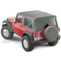 RT10935T Replacement Soft Top w/ Tinted Windows for 2007-2012 Jeep Wrangler JK 2-Door [Black Diamond Oxford Vinyl]