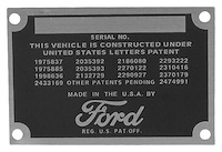 7C-14001 Patent Data Plate, 1948-52 Ford Pickup