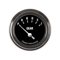 2-1/8 in. Hot Rod Gear Selector Indicator without Overdrive [Stainless Low Step Bezel, Flat Lens]