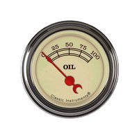 2-1/8 in. Vintage Oil Pressure Gauge [Stainless Low Step Bezel]