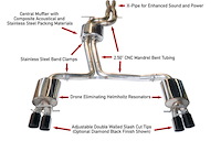 Touring Edition Exhaust for Audi B8 S4 3.0T - Diamond Black Tips (102mm)