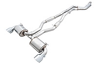 AWE Resonated Touring Edition Exhaust for A90 Supra - 5" Chrome Silver Tips
