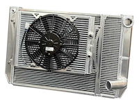 MGM.SLM.CLOSED.TP Super Late-Model Triple-Pass 3-Row Aluminum Radiator, GM Engine, Closed System, Oil Cooler & 11 in. Spal Fan