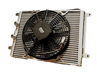 ORA.SLM Super Late-Model Double-Pass Oil Cooler, w/ 11 in. SPAL Puller Fan, 17.5 in. x 12.25 in. x 1.25 in.