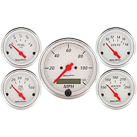 Arctic White 5-Gauge Kit 3-1/8" Electrical Speedometer (120 mph)