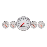 Arctic White 5-Gauge Kit 3-3/8" Speedometer (120 mph, Manual Odometer)