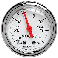 Arctic White Vacuum/Boost Gauge 2-1/16" Mechanical