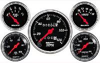Designer Black 5-Gauge Kit 3-1/8" Mechanical Speedometer (120 mph)
