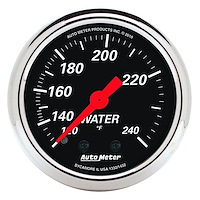 Designer Black Water Temperature Gauge 2-1/16" Mechanical (Full Sweep)