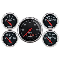 Designer Black 5-Gauge Kit 3-3/8" Speedometer (120 mph, Digital Display)