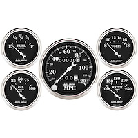 Old Tyme Black 5-Gauge Kit Includes: 3-1/8" Mechanical Speedometer (120 mph)