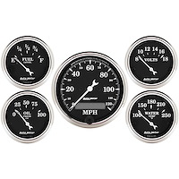 Old Tyme Black 5-Gauge Kit Includes: 3-1/8" Electrical Speedometer (120 mph)