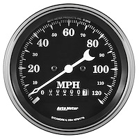Old Tyme Black Speedometer With Programmable Wheel Odometer