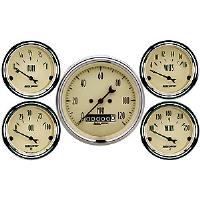 Antique Beige 5-Gauge Kit 3-3/8" Speedometer (120 mph, Manual Odometer)