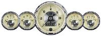 Antique Ivory 5-Gauge Kit 3-3/8" Speedometer w/Wheel Odometer (120 mph)