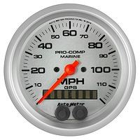 GAUGE SPEEDOMETER 3 3/8 120MPH GPS MARINE SILVER
