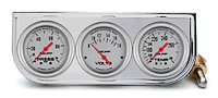 Autogage Silver 3-Gauge Panel 2-1/16" Gauges Oil Pressure 0-100 psi Voltmeter (8-18 Volts)