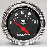 Traditional Chrome Oil Pressure Gauge 2-1/16" electrical