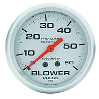 Silver Blower Pressure Gauge 2-5/8", liquid-filled