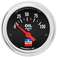 Officially-Licensed Mopar Classic Oil Pressure Gauge 2 1/16 in. Electrical (Short Sweep) - 0-100 psi
