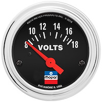 Officially-Licensed Mopar Classic Voltmeter Gauge 2 1/16 in. Electrical (Short Sweep) - 8-18 Volts