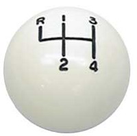 W-183A White Shift Ball for 4-Speed Hurst Shifter [3/8 in. Thread]
