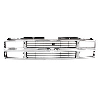 Grille Shell for Select 1994-1999 GM C/K Trucks, Suburban, Blazer, Tahoe w/Composite Headlights [Chrome/Gray]