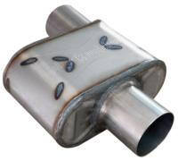 Race Venom "Angry Housewife" Muffler, 2.500 in. Diameter, Offset Inlet/Center Outlet