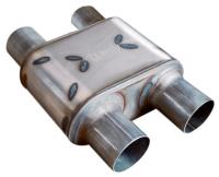 Race Venom "Angry Housewife" Muffler, 2.500 in. Diameter, Dual Inlet/Dual Outlet