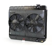 2-Row Aluminum Direct Fit Radiator with Transmission Cooler for 1966-1967 Chevy Gto [Black]