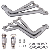 Full-Length Catted Exhaust Headers 2010-2015 Chevy Camaro SS/ZL1 [Titanium Ceramic Finish]