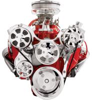 Premium Tru Trac Serpentine System Small Block Chevy with Manual Steering, with A/C - Polished Finish