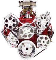 Premium Tru Trac Serpentine System Small Block Chevy with Power Steering, with A/C - Polished Finish