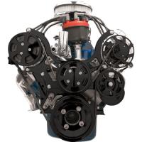 SB-Ford Tru Trac Serpentine Systems with Manual Steering, with A/C Black Anodized Finish