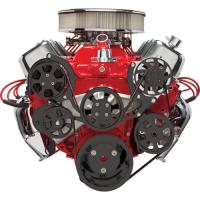 BB-Chevy Tru Trac Serpentine Belt System with Power Steering, with A/C Black Anodized Finish