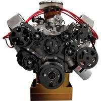BB-Ford Tru Trac Serpentine Systems with Power Steering, with A/C Black Anodized Finish