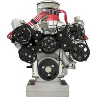 FE Ford Tru Trac Serpentine Systems with Power Steering, with A/C Black Anodized Finish